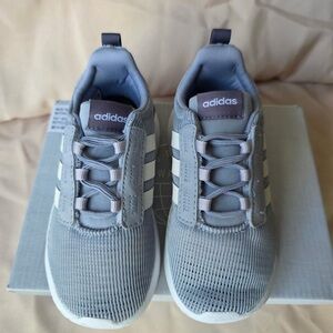 adidas Kids Gray and White Athletic Sneakers